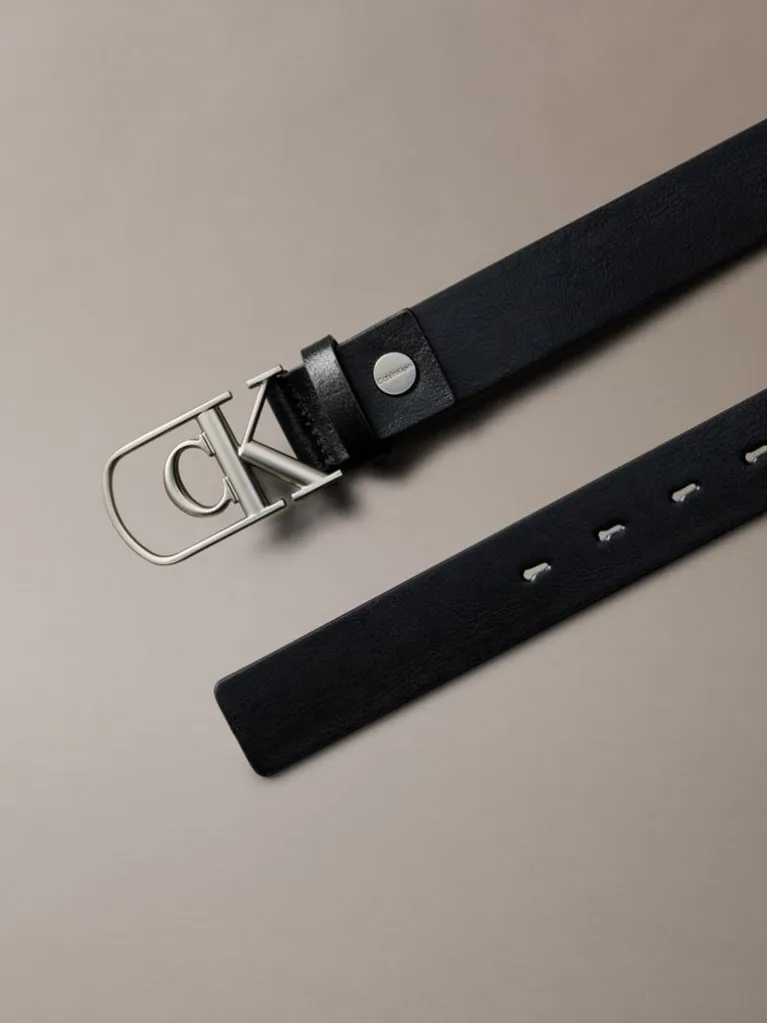 Calvin Klein - Ceinture en cuir pleine fleur avec logo - Noir 3