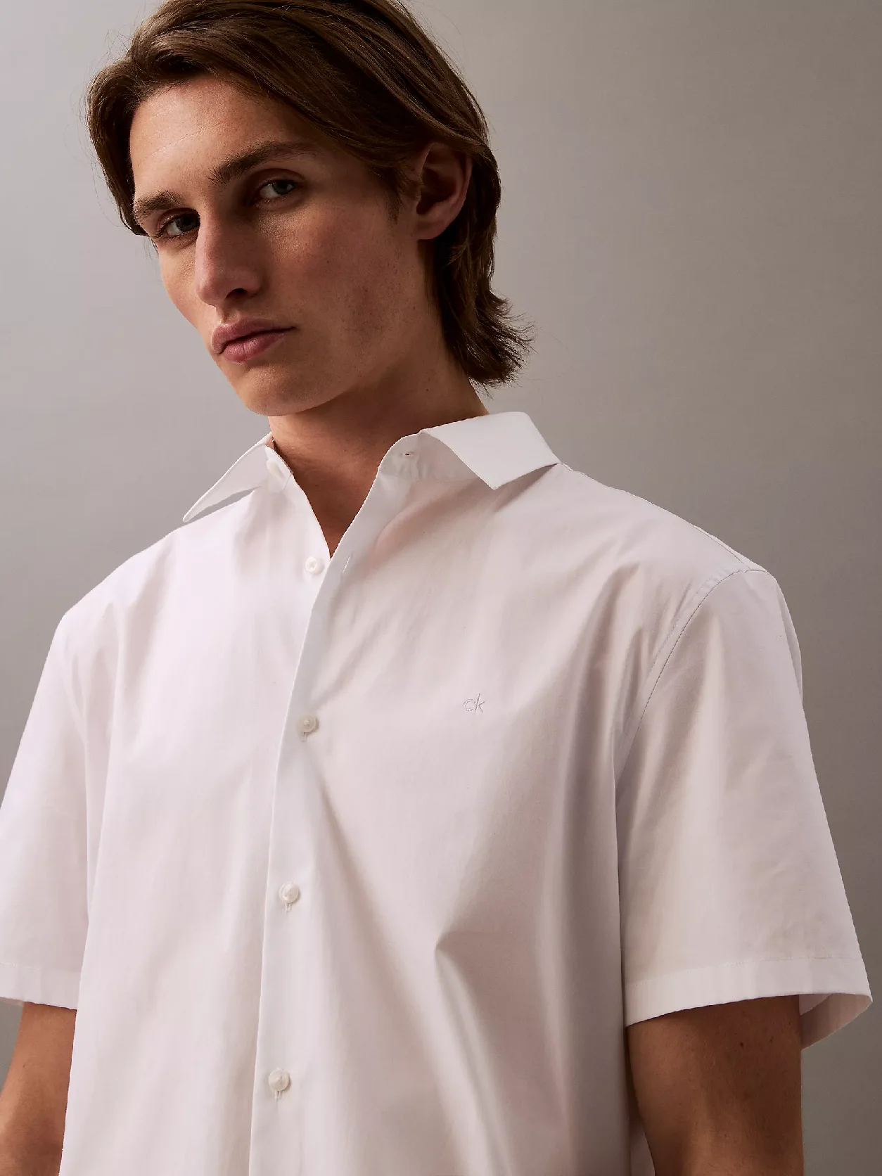 Calvin Klein - Chemise boutonnée slim en coton stretch - Blanc 2