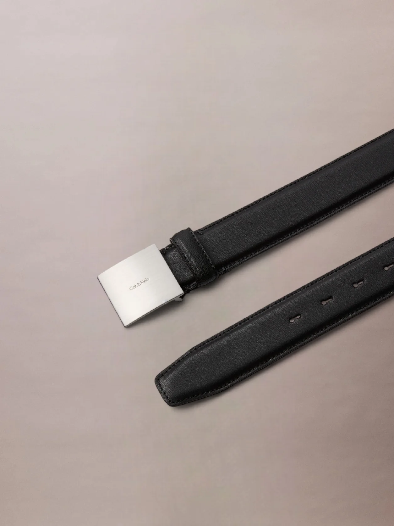 Calvin Klein - Ceinture en cuir - Noir / Nickel brossé 2
