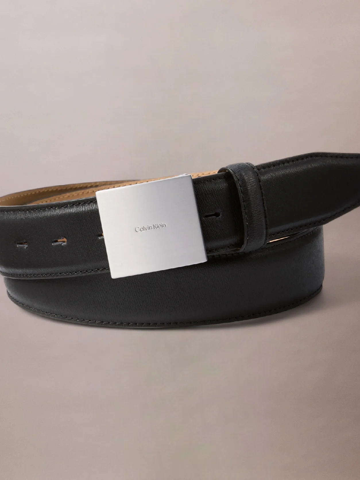 Calvin Klein - Ceinture en cuir - Noir / Nickel brossé 3