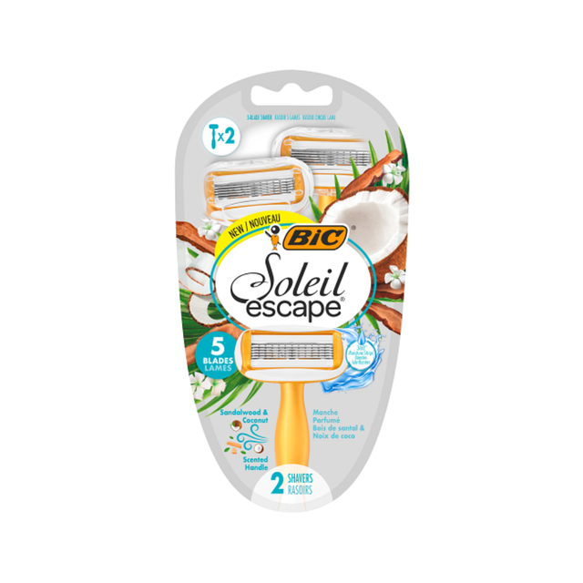 Bic - Lot De 2 Rasoirs Soleil Escape 5 Noix De Coco Et Bois De Santal