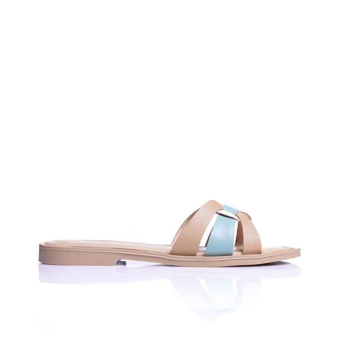 Seaside - Claquette cuir plat E26-7081 - Sable