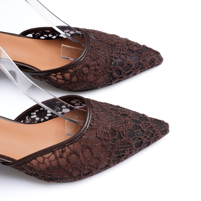 Seaside - Slingback Dentelle Demi-Talon E26-F561 - Chocolat 4