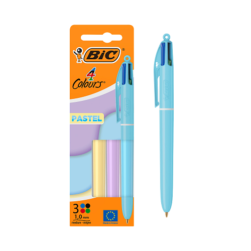 BIC - Le stylo-bille BIC 4 Couleurs Pastel Minéral a un corps coloré - possède une pointe moyenne de 1 -0&nbsp;mm