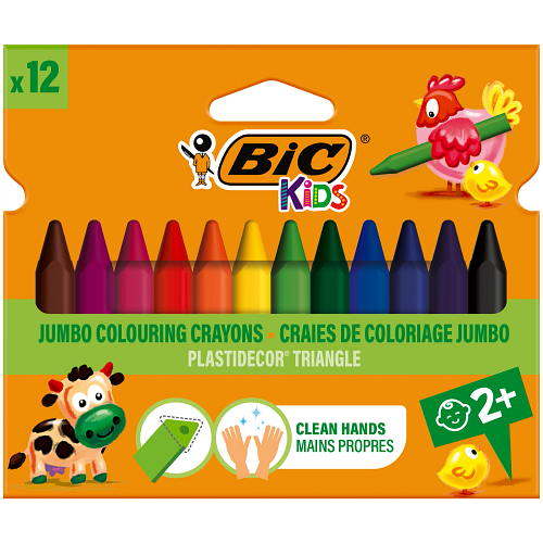 BIC - Les craies de coloriage BIC Kids Plastidecor Triangle sont recommandées pour les enfants à partir de 30 mois disponibles en 12 couleurs