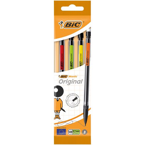 BIC – BIC Matic Original Porte-Mines 0 -7 mm HB – Couleurs Assorties – Pochette de 3