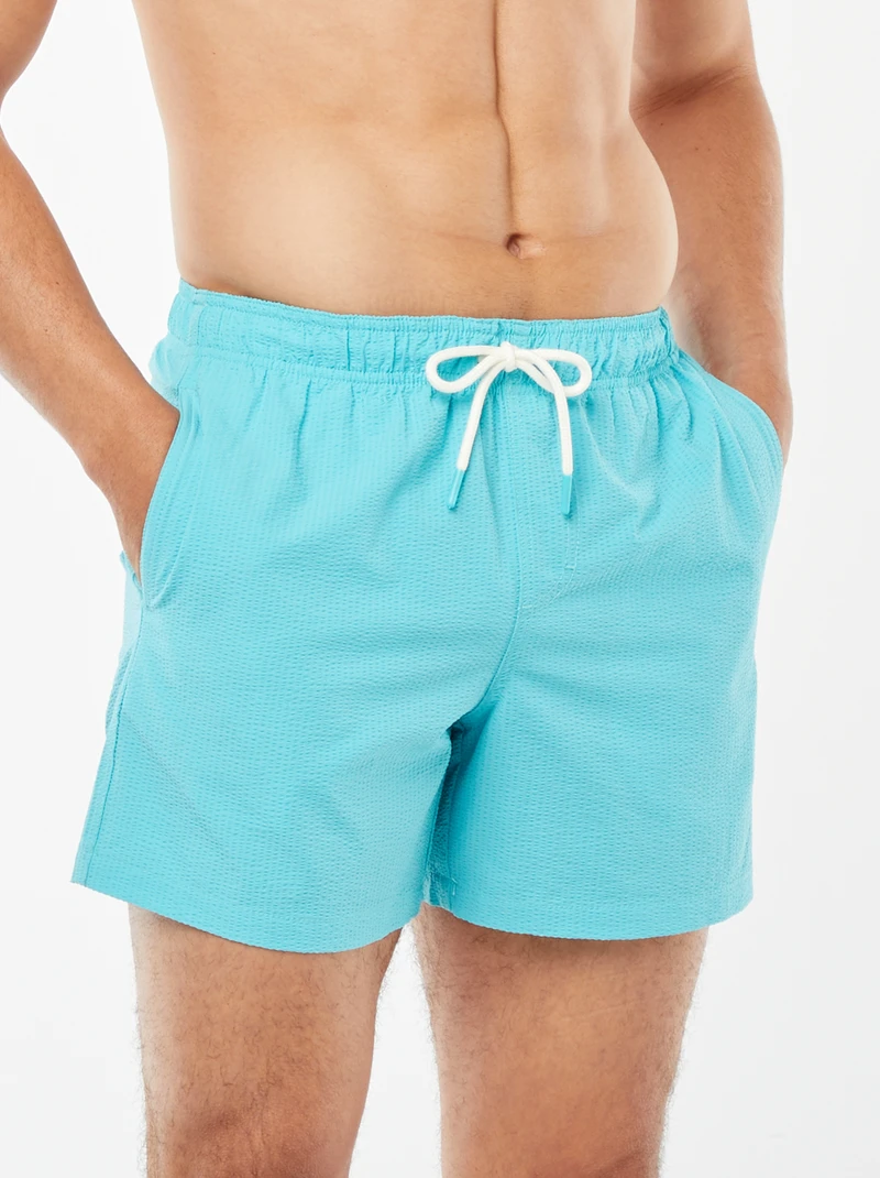 Homme - Short de bain en maille reliefée - BLEU 2