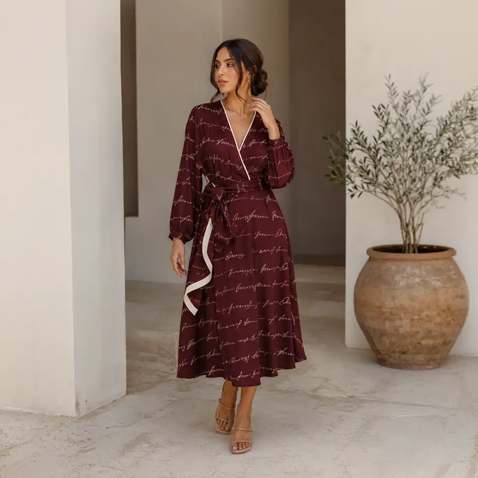 White Pigeon - ROBE Imprimer Femme - Bordeaux