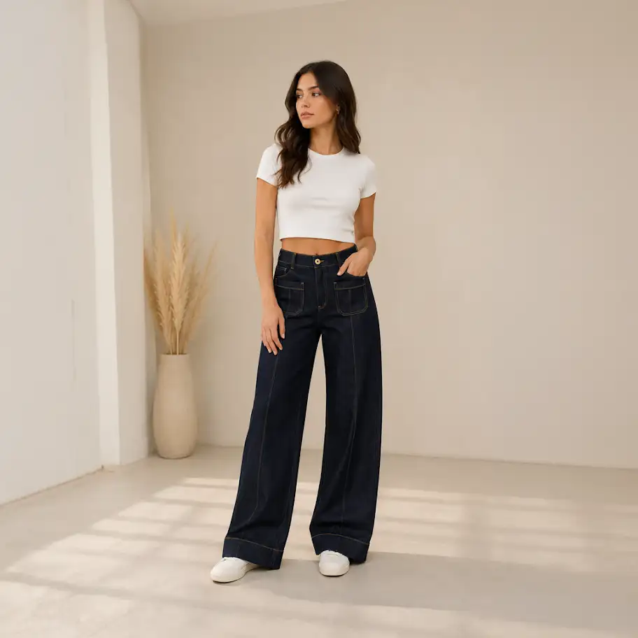 White Pigeon - PANTALON JEANS KULOT FIT - RAW