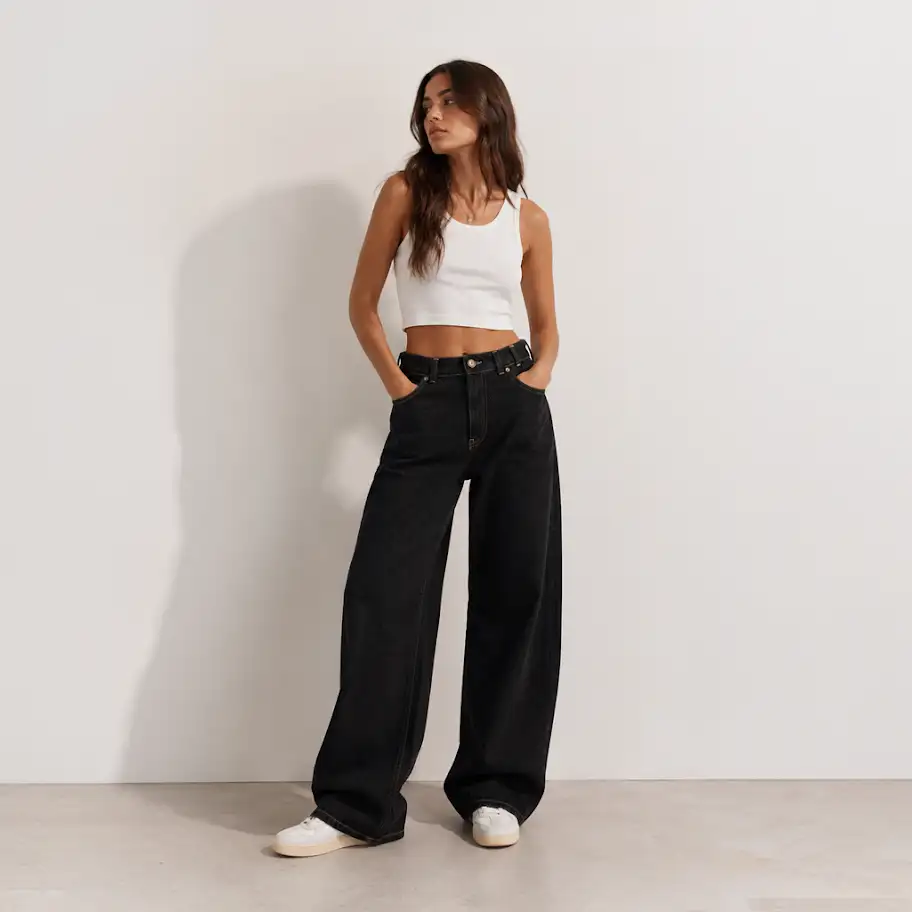 White Pigeon -PANTALON LOOSE FIT - Noir Damage