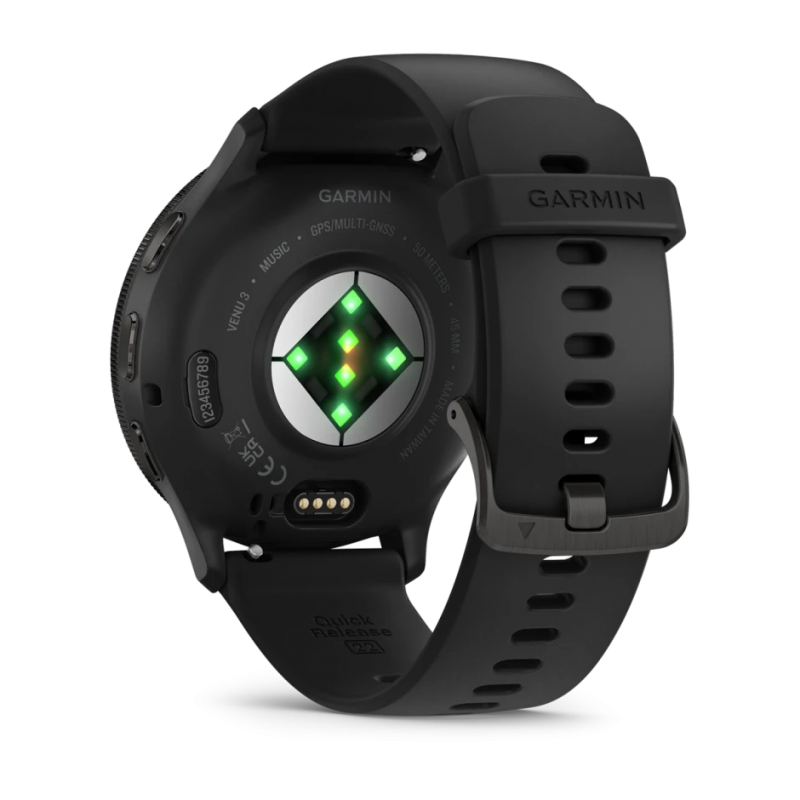 GARMIN - Venu 3 - Lunette Gray en acier inoxydable / Boîtier Noir / Bracelet en silicone Noir 6
