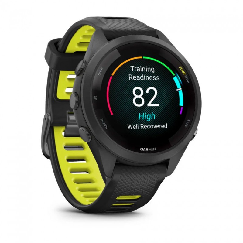 GARMIN - Forerunner 265S - Noire avec bracelet en silicone Noir/Jaune 3