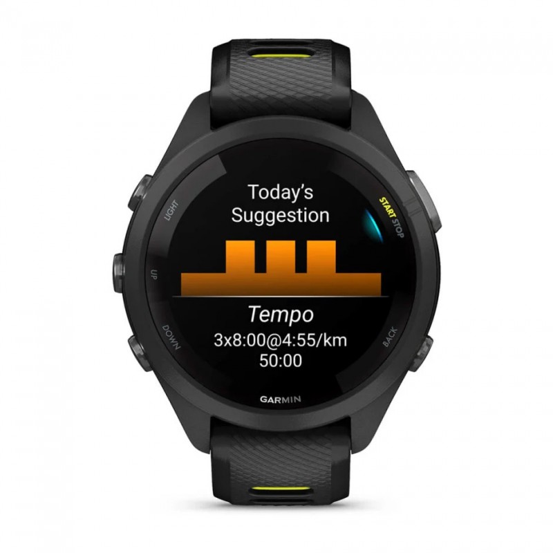 GARMIN - Forerunner 265S - Noire avec bracelet en silicone Noir/Jaune 4