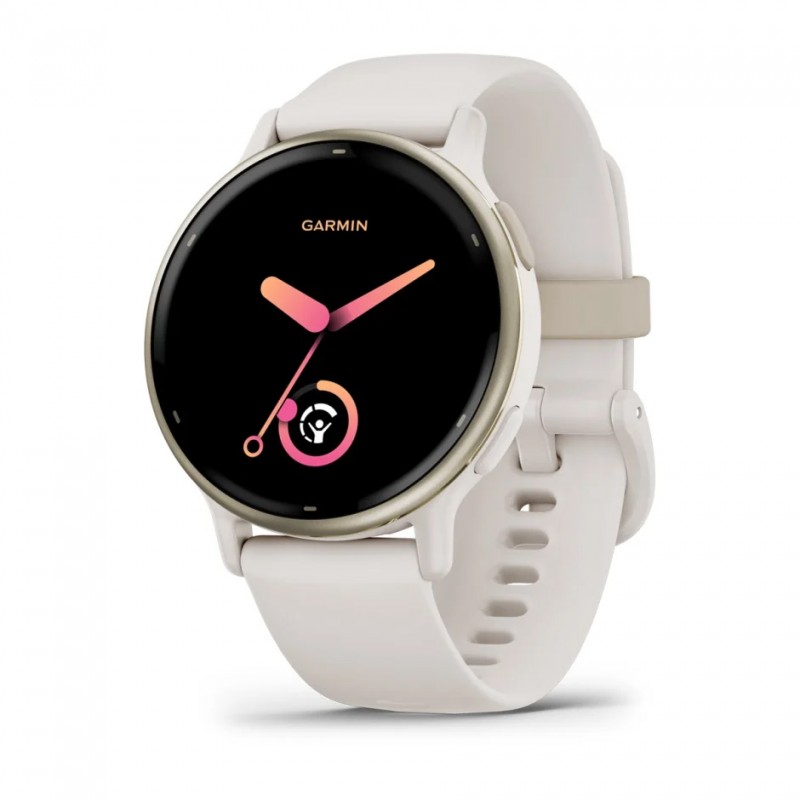 GARMIN - Vívoactive 5 - Ivoire / Lunette en aluminium Soft Gold / Bracelet silicone Ivoire