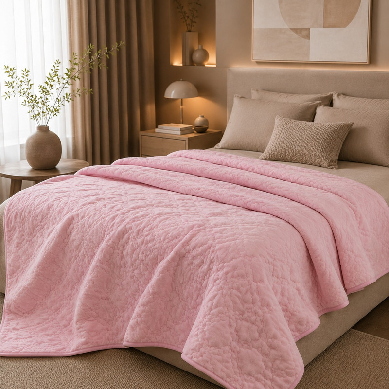 All&More - Plaid Polaire Doux - 220 × 240 cm - Rose