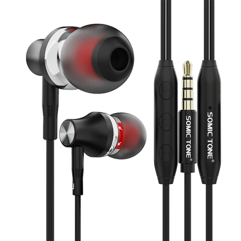 SOMIC TONE – Écouteurs Filaires Intra-Auriculaires – Jack 3,5 mm – Noir