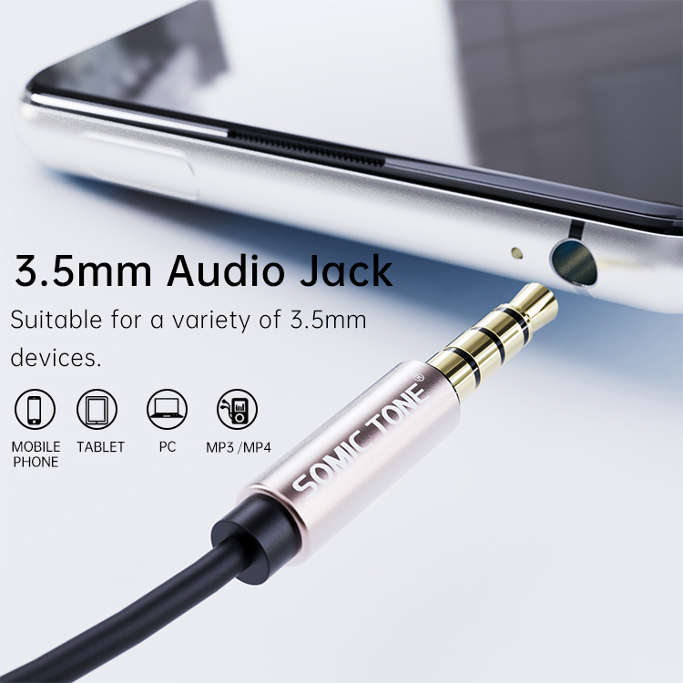 SOMIC TONE - Écouteurs Filaires Intra-Auriculaires - Jack 3,5 mm - Noir 2