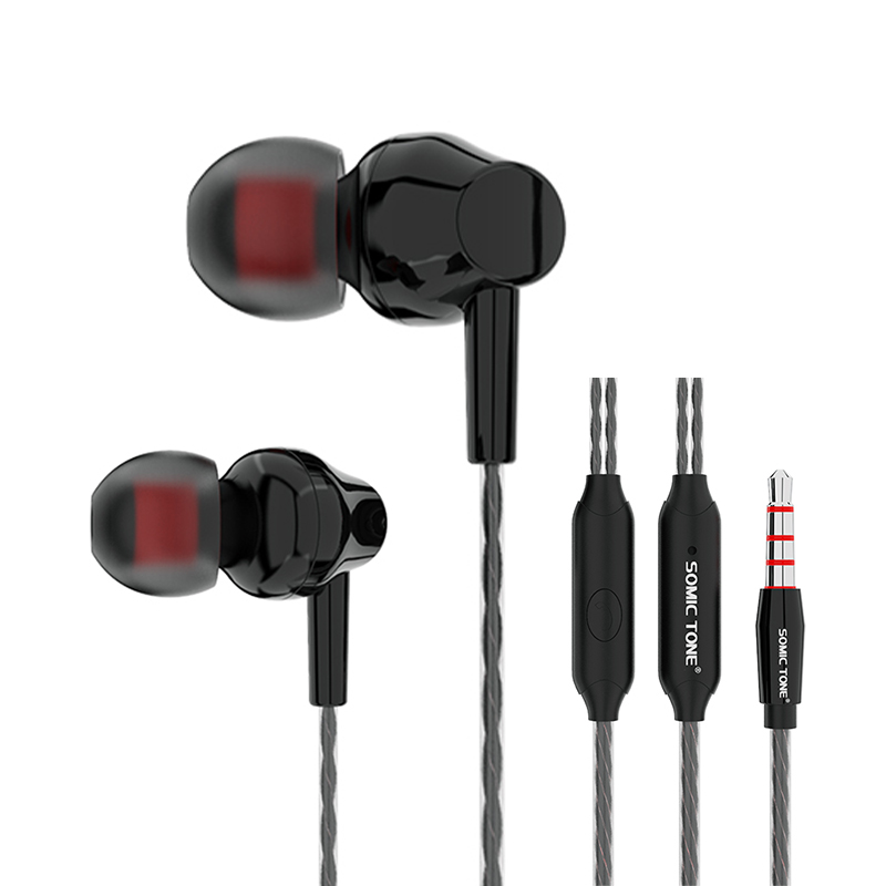 SOMIC TONE – Écouteurs Filaires Intra-Auriculaires – Jack 3,5 mm, Haut-parleurs 10 mm, Câble 1,2 m – Noir