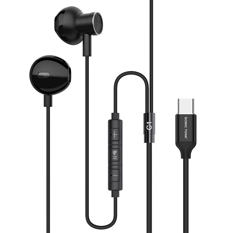 SOMIC TONE - Écouteurs Filaires Type C - Haut-parleurs 14,2 mm - Câble 1,2 m - Noir 5