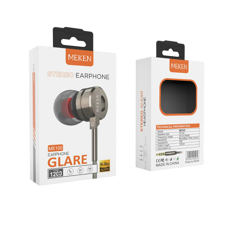 MEKEN - Écouteurs Filaires Intra-Auriculaires MEKEN ME100 - Jack 3,5 mm - Câble 1,2 m - Gris 3