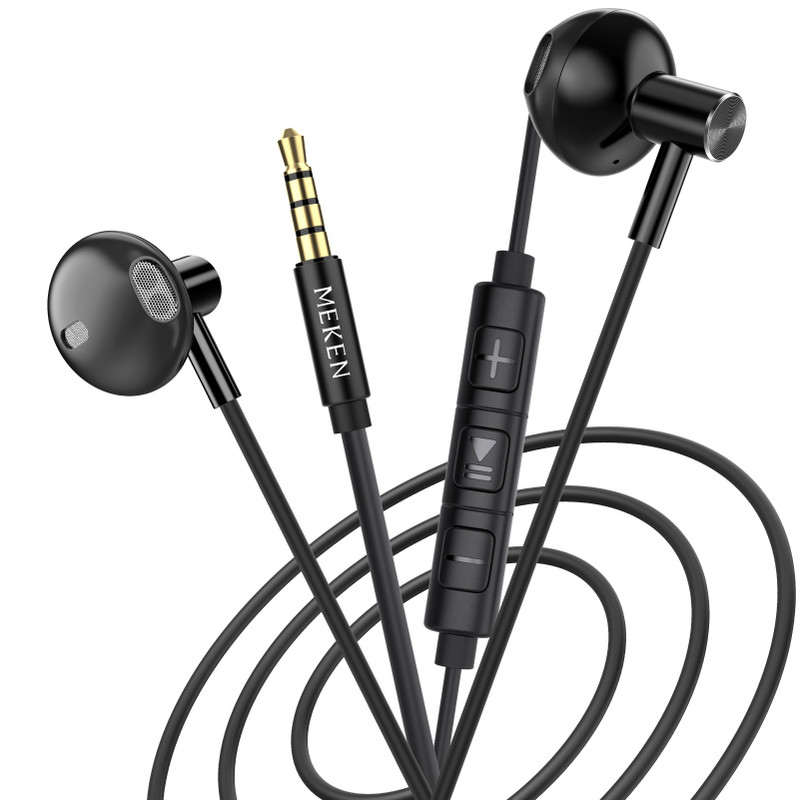 MEKEN – Écouteurs Filaires MEKEN ME300 – Jack 3,5 mm – Câble 1,2 m – Noir