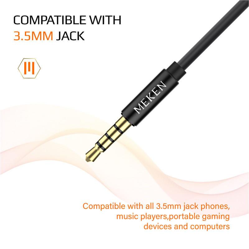 MEKEN - Écouteurs Filaires MEKEN ME300 - Jack 3,5 mm - Câble 1,2 m - Noir 2