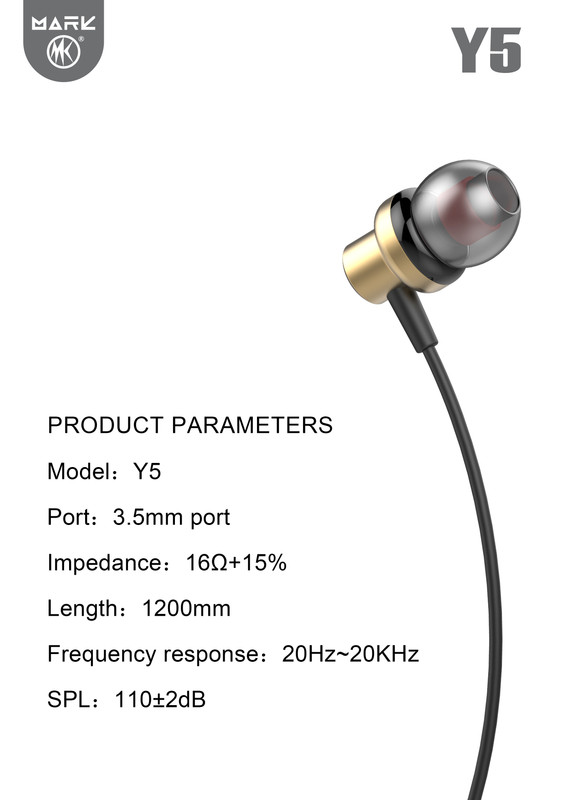 MARK - Écouteurs Filaires Intra-Auriculaires MARK Y5 Type C - Son Metal Bass - Câble 1,1 m - Gold 2