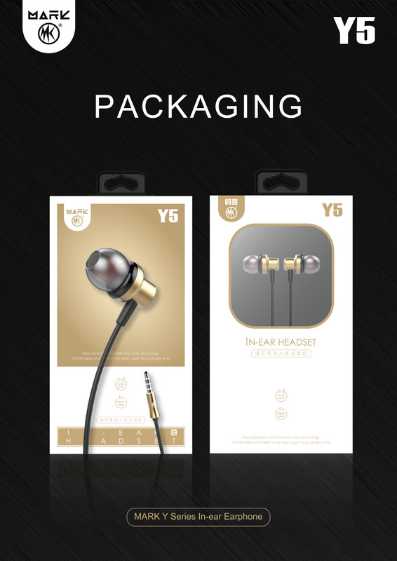 MARK - Écouteurs Filaires Intra-Auriculaires MARK Y5 Type C - Son Metal Bass - Câble 1,1 m - Gold 4