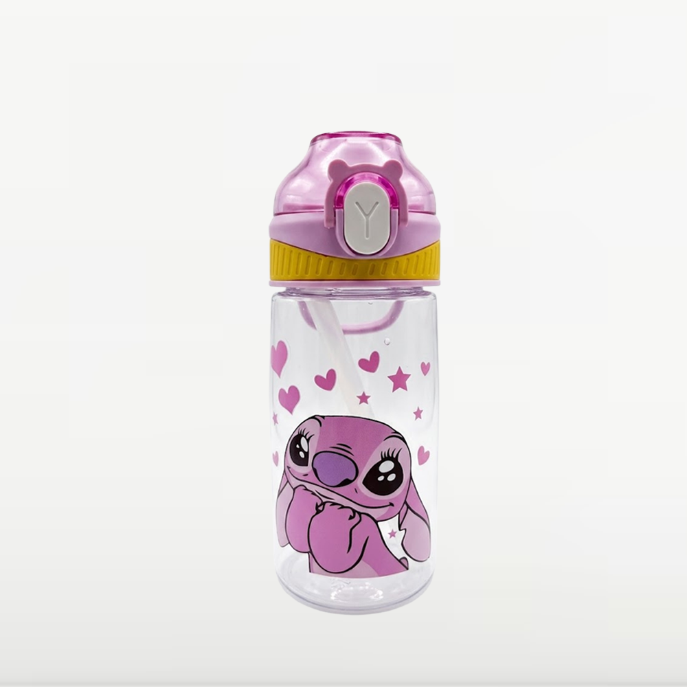 NEST - Gourde Scolaire Enfant avec Paille - Motif Angel - Rose