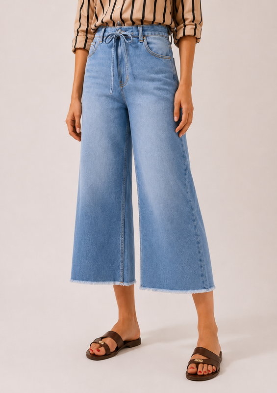 DNM Atelier - Pantalon Cropped Femme  Bleu Jean