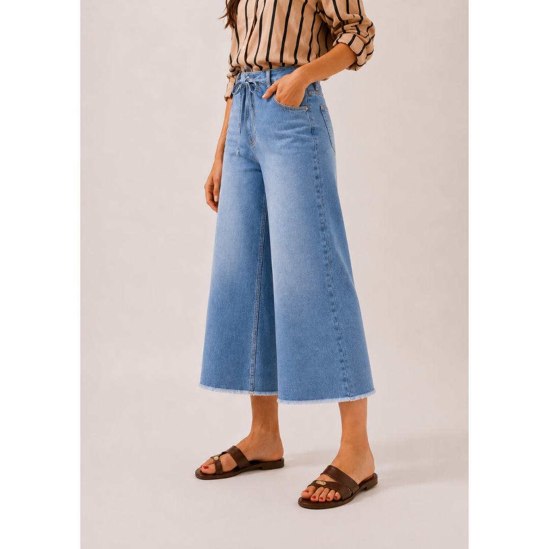 DNM Atelier - Pantalon Cropped Femme  Bleu Jean 3