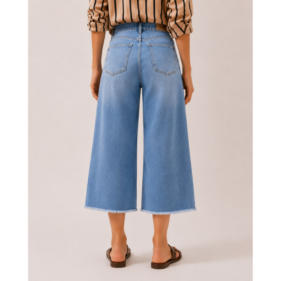 DNM Atelier - Pantalon Cropped Femme  Bleu Jean 2
