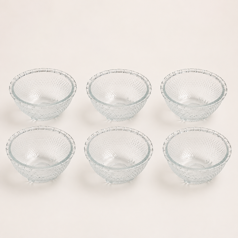 NEST - Lot de 6 Bols en Verre - Transparent - Design à Relief 2
