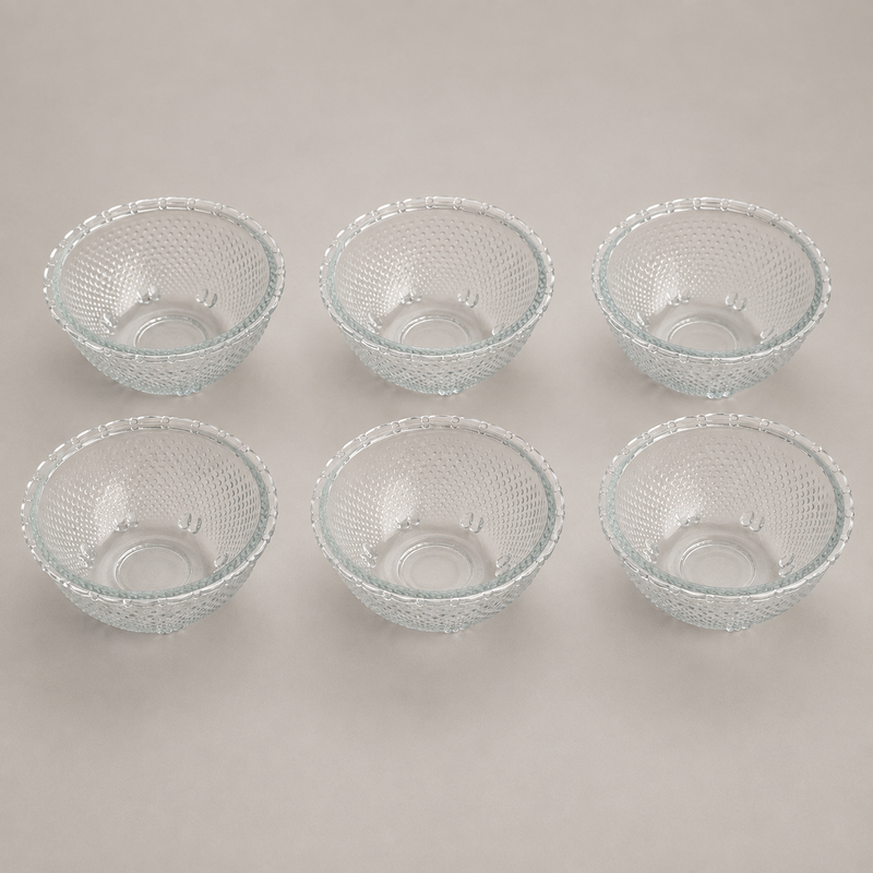NEST - Lot de 6 Bols en Verre - Transparent - Design à Relief 3