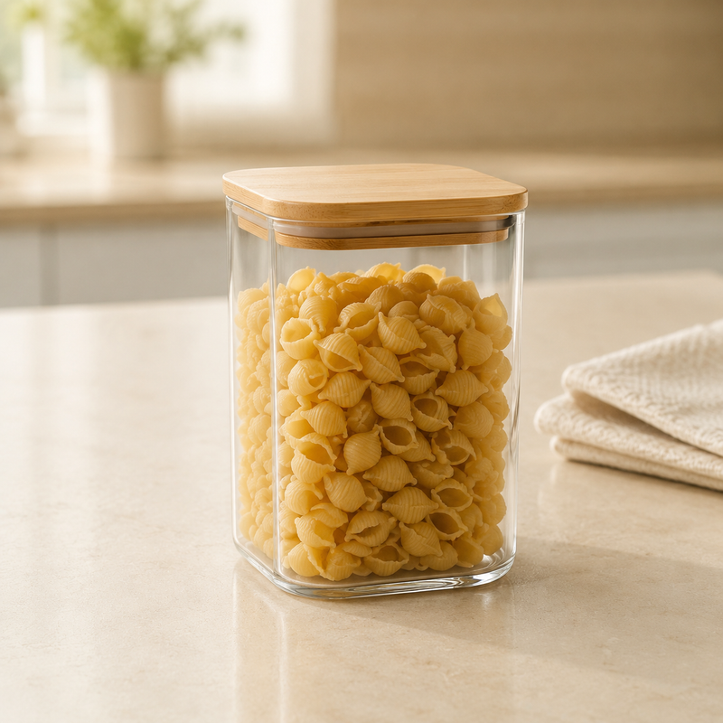 NEST - Boîte de Conservation en Verre 400 ml Couvercle en Bambou