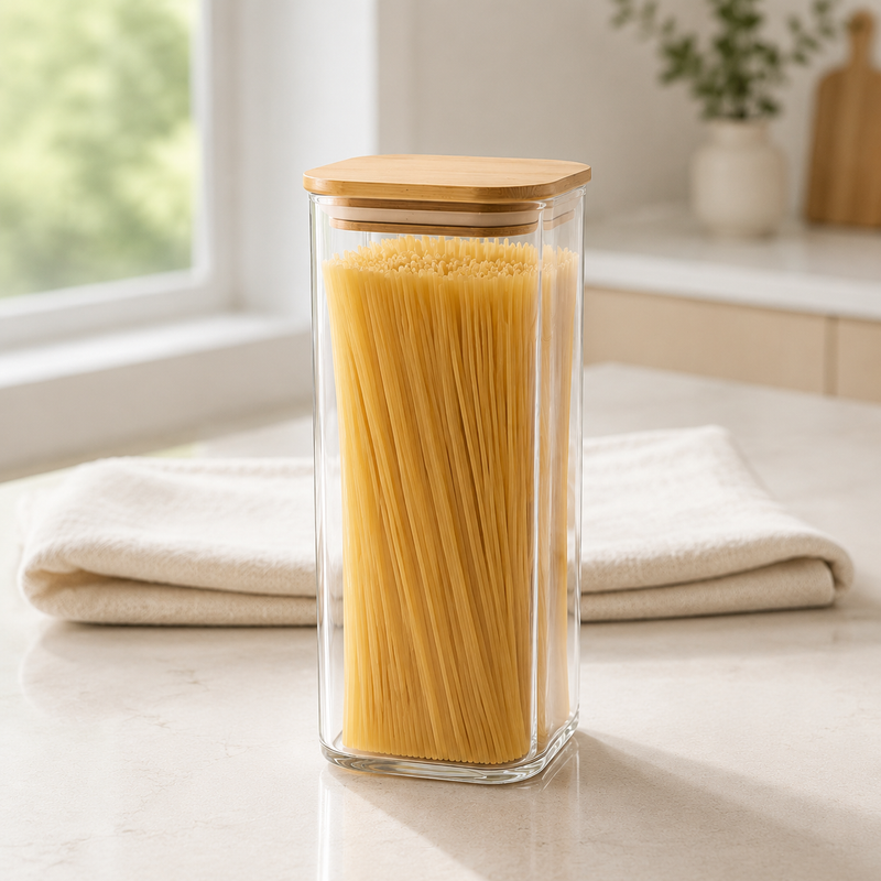 NEST - Boîte de Conservation en Verre 450 ml Couvercle en Bambou