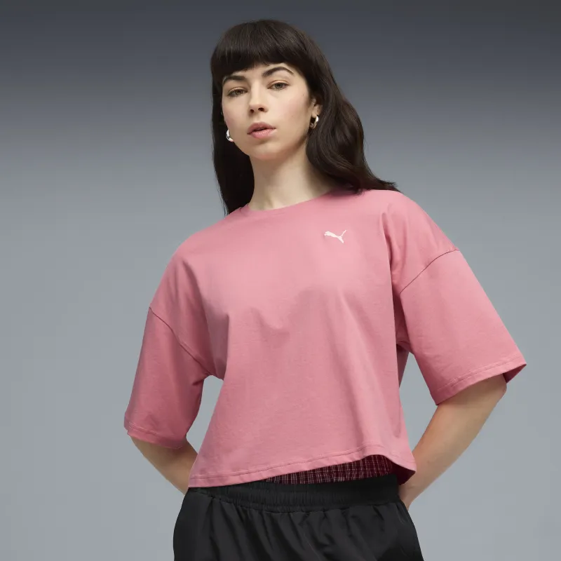 Puma - T-shirt court oversize WARDROBE ESS Femme - Rose 3
