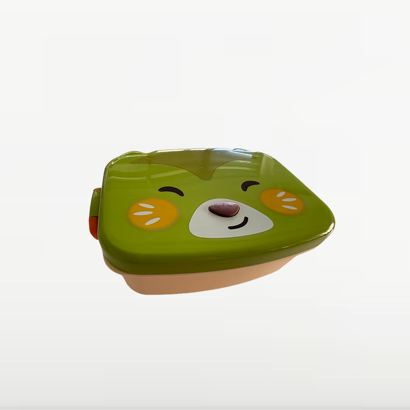 NEST - Lunch Box Enfant avec Couverts - Motif Ourson - Vert & Beige 3