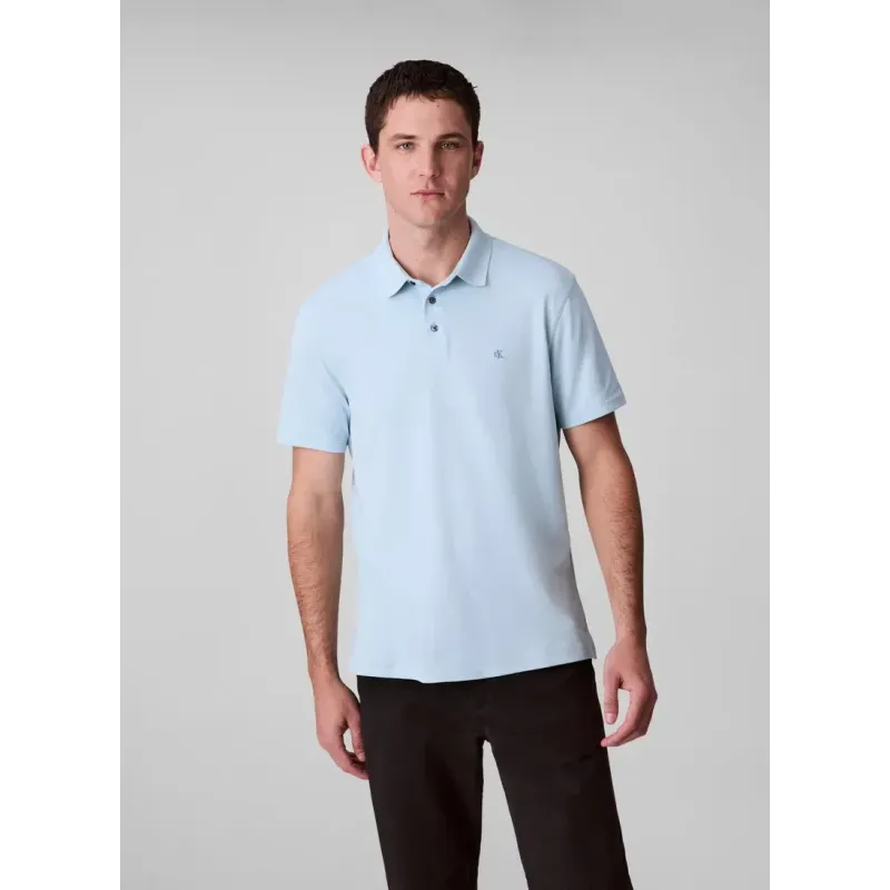 Calvin Klein - SHORT SLEEVE SUPIMA CHEST EMBROIDERY - Bleu Ciel