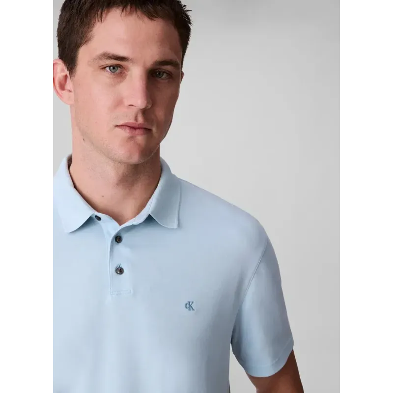 Calvin Klein - SHORT SLEEVE SUPIMA CHEST EMBROIDERY - Bleu Ciel 3