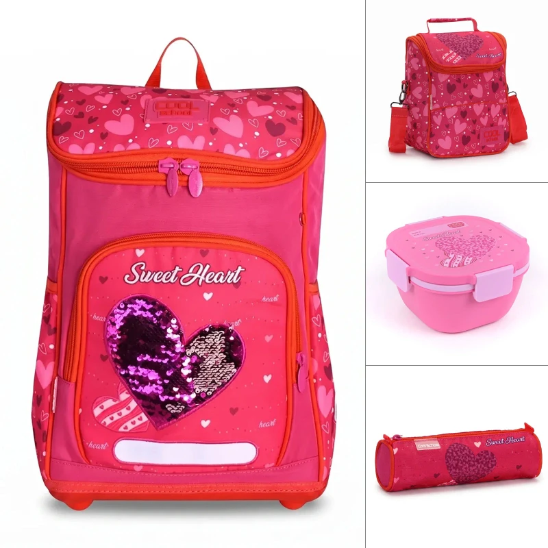 COOL SCHOOL  - Pack Scolaire 4 Pièces - Motif Sweet Heart Rose