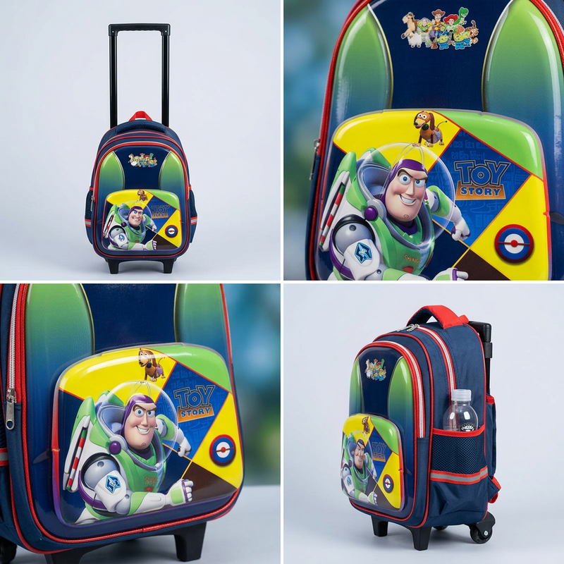 LEATHER - Cartable Scolaire avec Chariot Toy Story - Bleu Marine & Vert 2