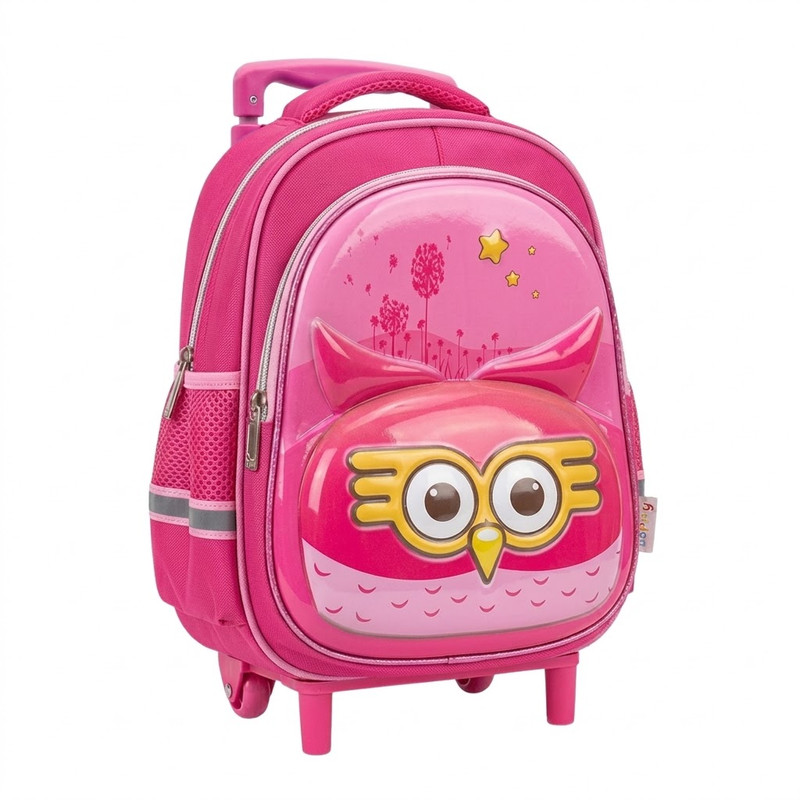 LEADERS - Cartable avec Chariot Motif Hibou Réf. 831 - Rose