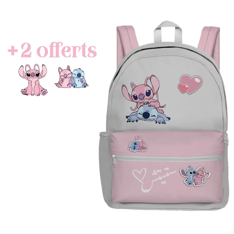 DUO ACCESSORIES - Sac à Dos Casual S - Motif Stitch avec 2 Mascottes Offertes - Rose