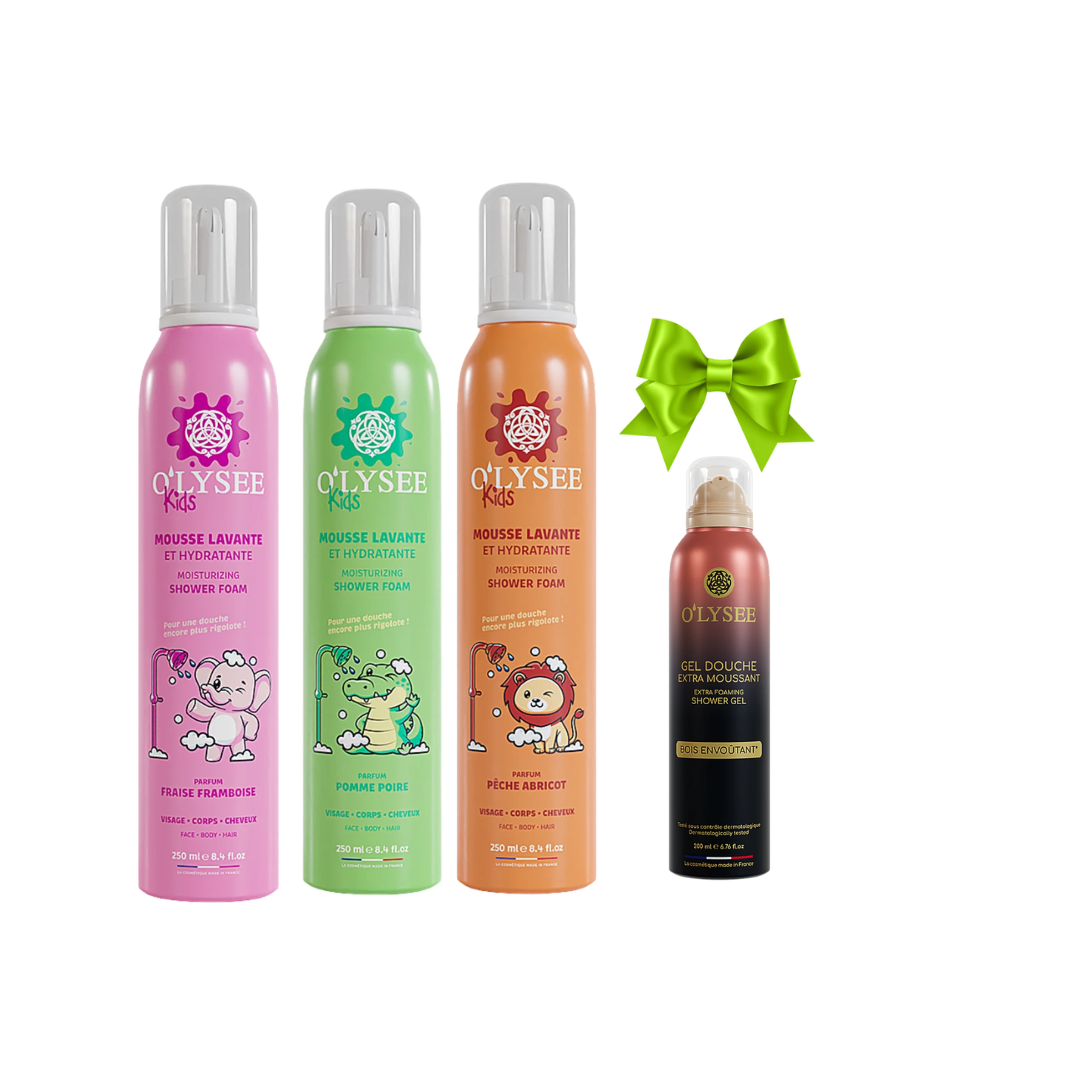 O'Lysee - Pack Trio Douceur Chantilly – 3 Mousses Lavante Enfants + Un Gel douche  50ml ( Gratuit)