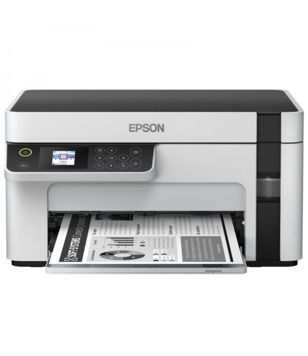 EPSON - Imprimante Multifonction 3-en-1 Monochrome EcoTank ET-M2120 Wi-Fi - Blanc & Noir