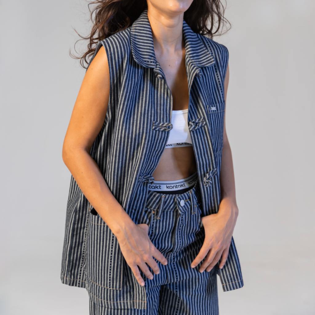 Kontakt - Baggy Jeans unisexe en jacquard - Bleu Foncé 2