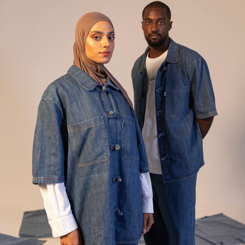 Kontakt - Chemise unisexe manches courtes en lin - Bleu Foncé