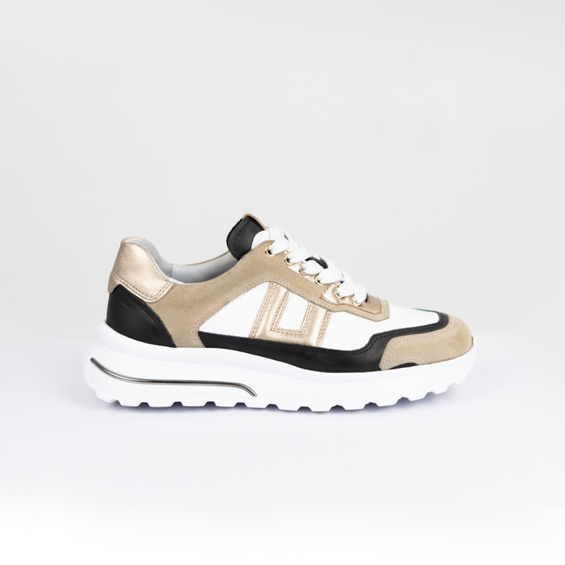 MareBlu - Baskets Femme avec détails dorés - beige et blanc