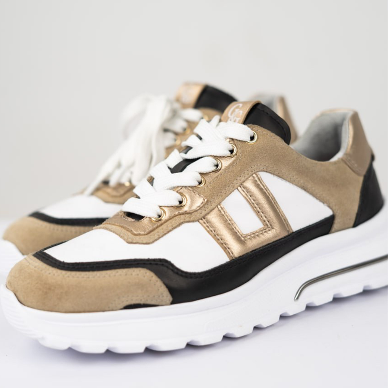 MareBlu - Baskets Femme avec détails dorés - beige et blanc 2
